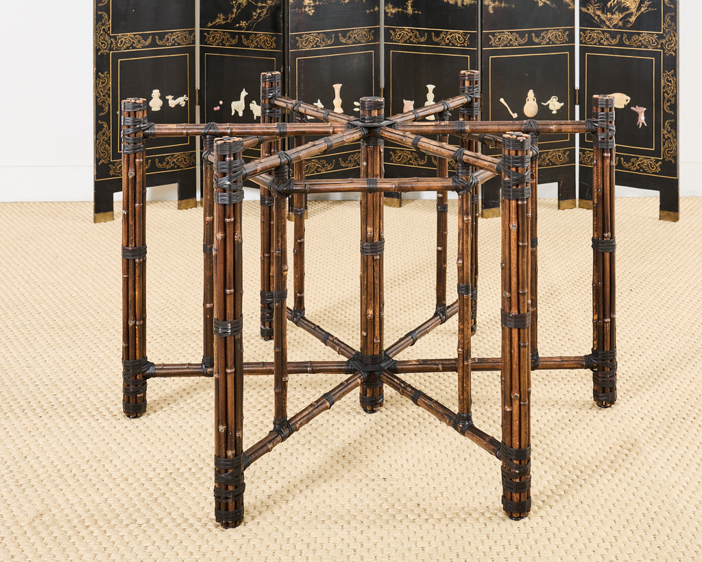 McGuire Hexagonal Organic Modern Round Bamboo Dining Table