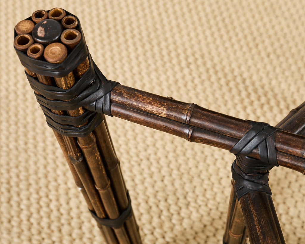 McGuire Hexagonal Organic Modern Round Bamboo Dining Table