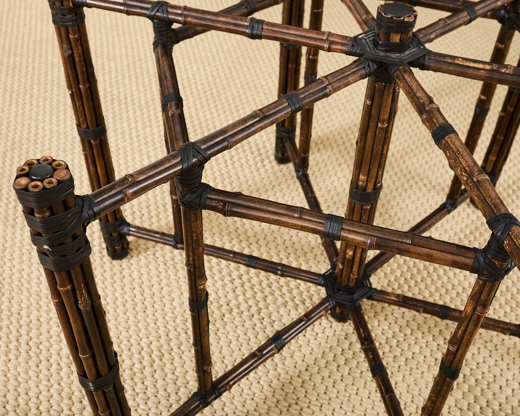 McGuire Hexagonal Organic Modern Round Bamboo Dining Table