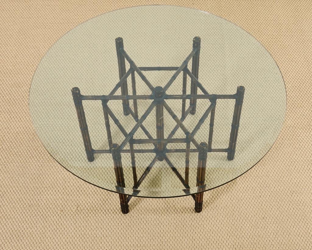 McGuire Hexagonal Organic Modern Round Bamboo Dining Table