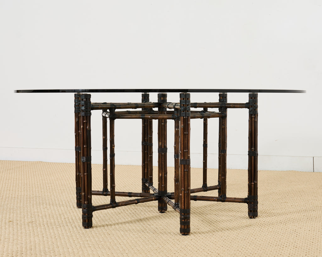 McGuire Hexagonal Organic Modern Round Bamboo Dining Table