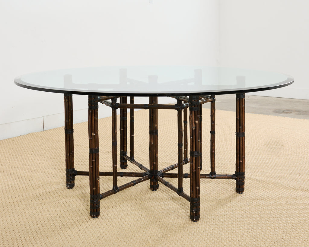 McGuire Hexagonal Organic Modern Round Bamboo Dining Table