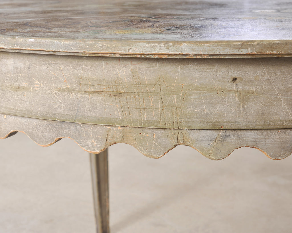 19th Century Venetian Painted Center Table with Scalloped Apron