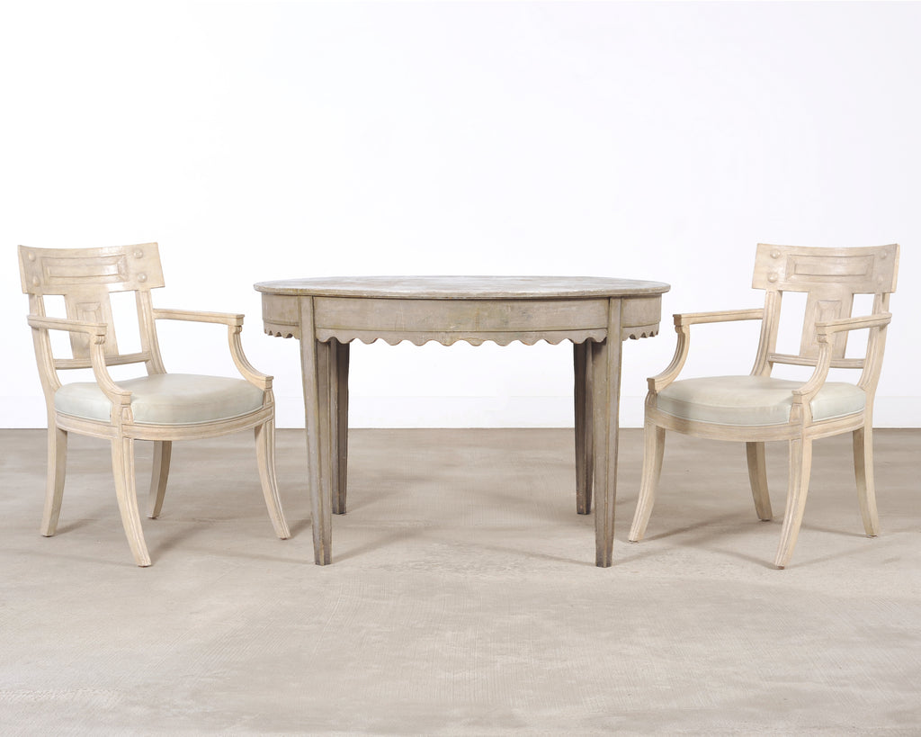 Set of Michael Taylor Neoclassical White Klismos Dining Chairs