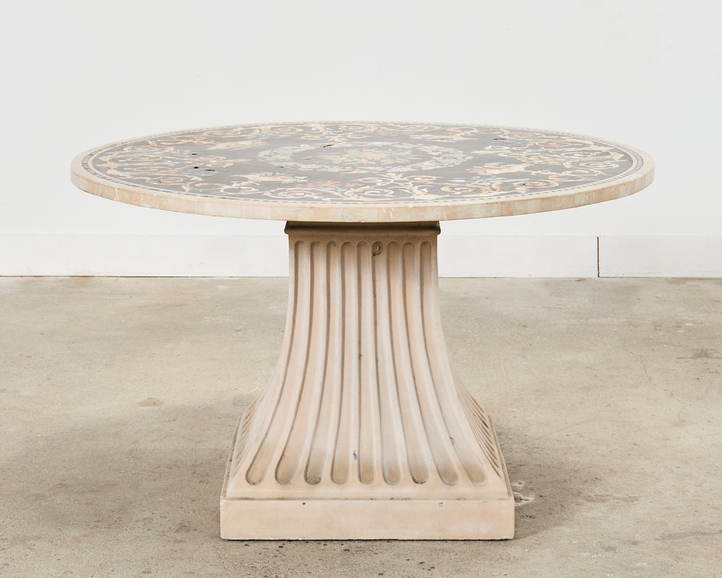 Italian Neoclassical Style Pietra Dura Marble Center Dining Table