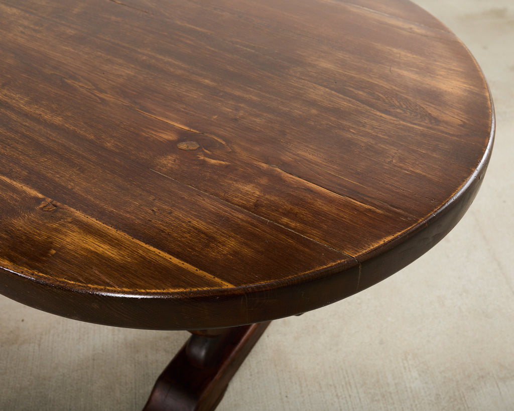 Country French Provincial Oak Farmhouse Dining Table Demilune Ends