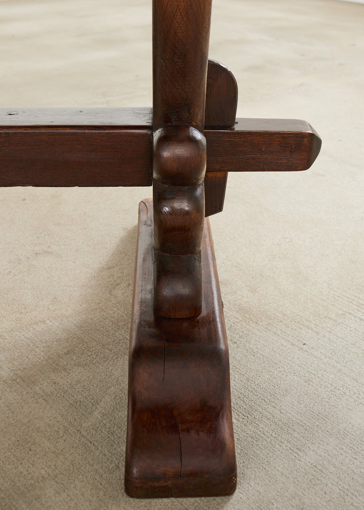 Country French Provincial Oak Farmhouse Dining Table Demilune Ends