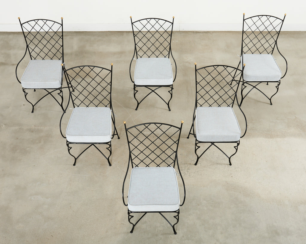 Set of Six Mario Papperzini Style Iron Garden Dining Chairs