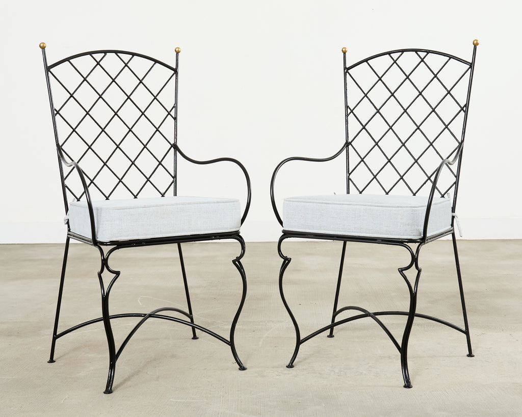 Set of Six Mario Papperzini Style Iron Garden Dining Chairs