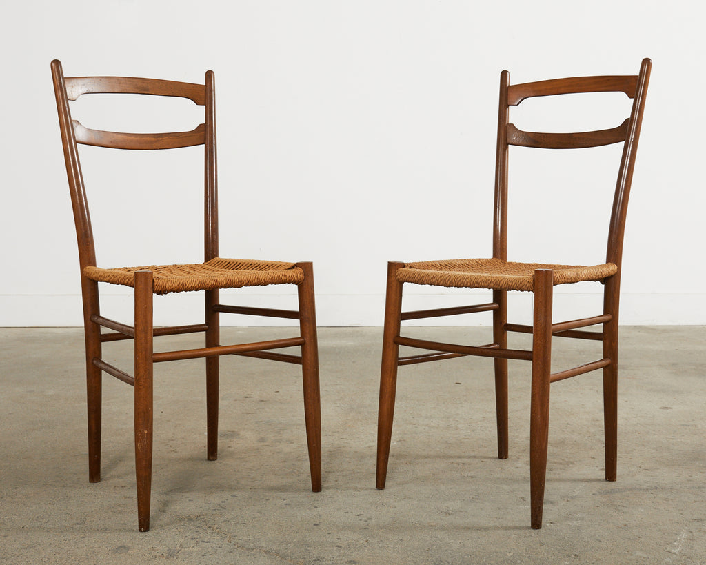 Set of Four Italian Paolo Buffa Style Walnut Dining Chairs