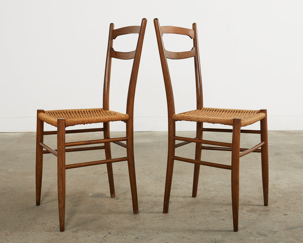 Set of Four Italian Paolo Buffa Style Walnut Dining Chairs