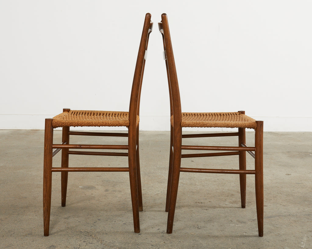 Set of Four Italian Paolo Buffa Style Walnut Dining Chairs