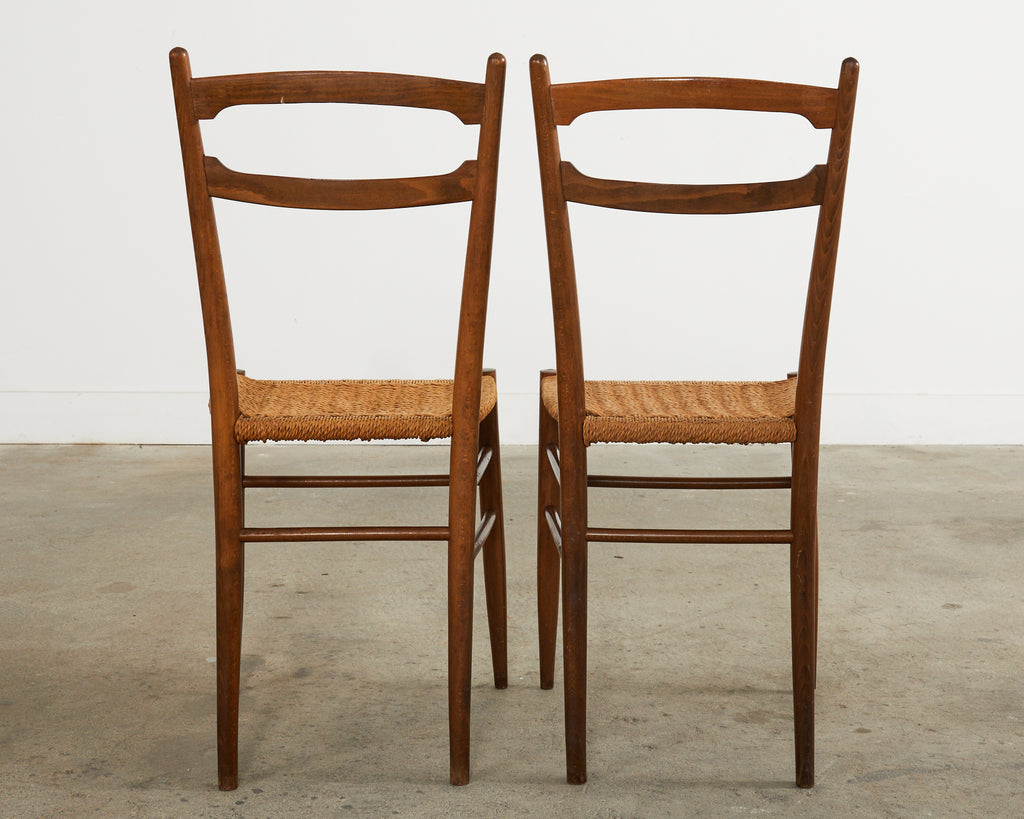 Set of Four Italian Paolo Buffa Style Walnut Dining Chairs