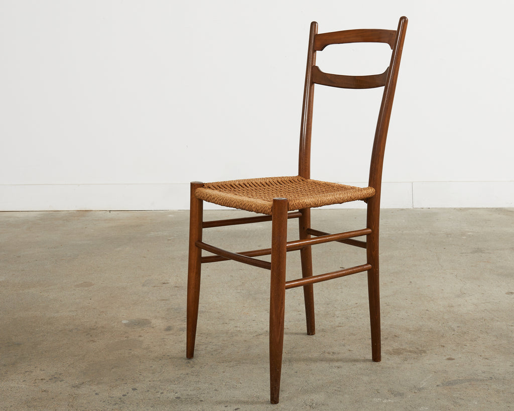 Set of Four Italian Paolo Buffa Style Walnut Dining Chairs