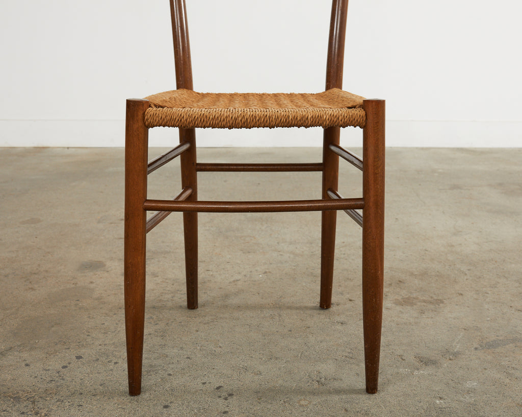 Set of Four Italian Paolo Buffa Style Walnut Dining Chairs