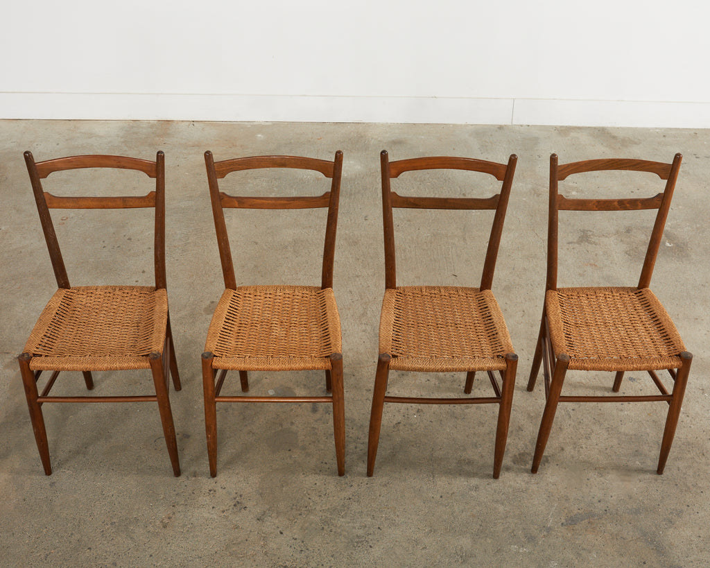 Set of Four Italian Paolo Buffa Style Walnut Dining Chairs