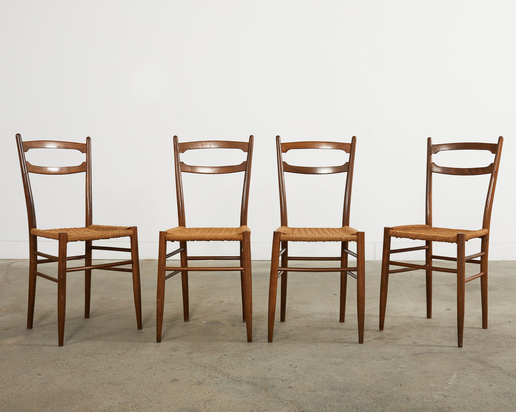 Set of Four Italian Paolo Buffa Style Walnut Dining Chairs