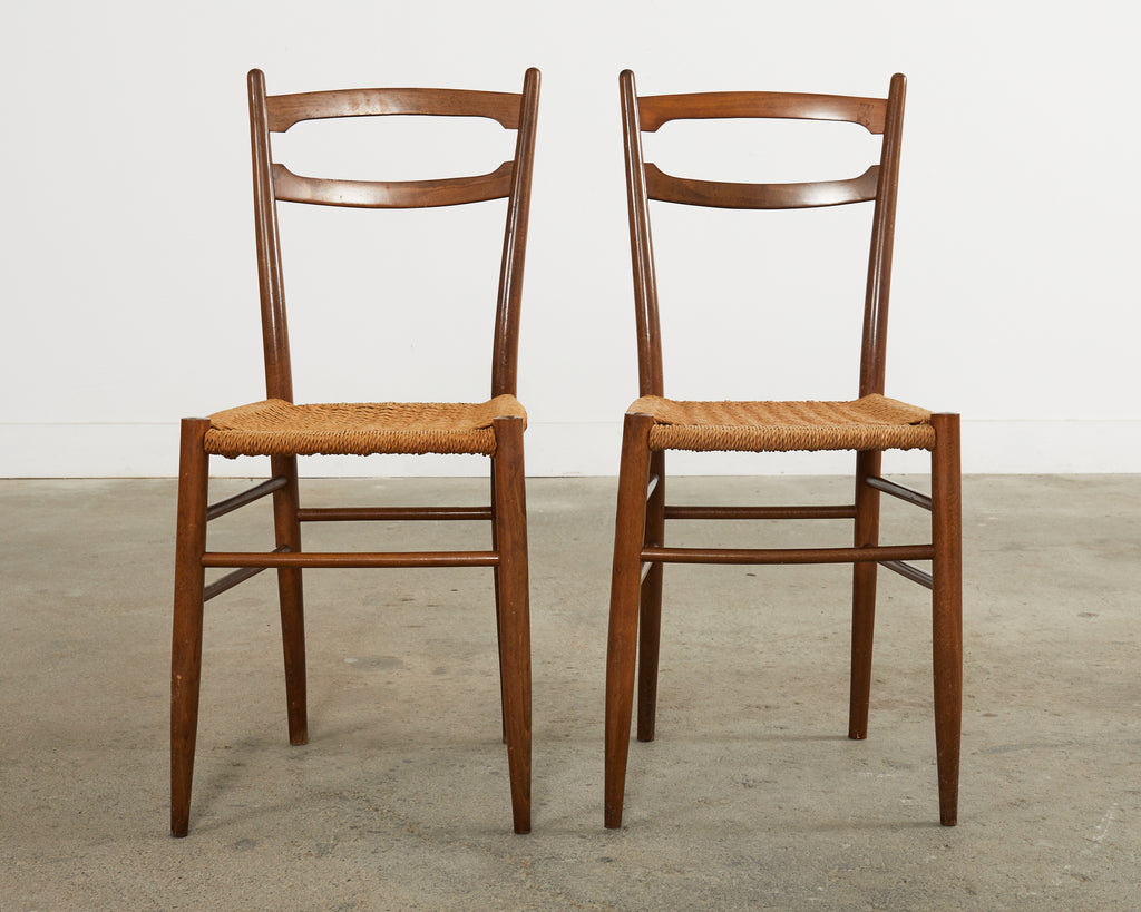 Set of Four Italian Paolo Buffa Style Walnut Dining Chairs