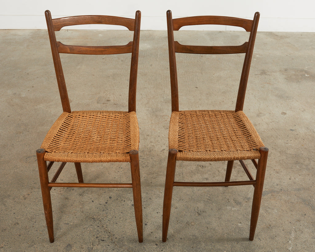 Set of Four Italian Paolo Buffa Style Walnut Dining Chairs