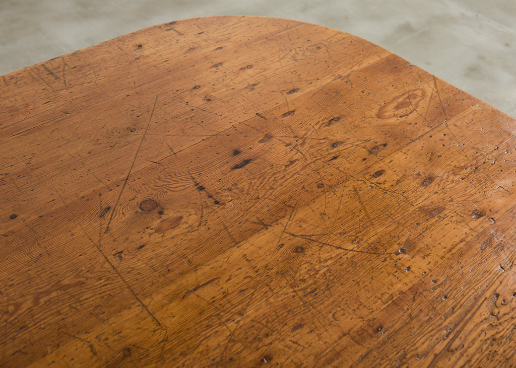 19th Century French Pine Tilt Top Vendange Dining Table