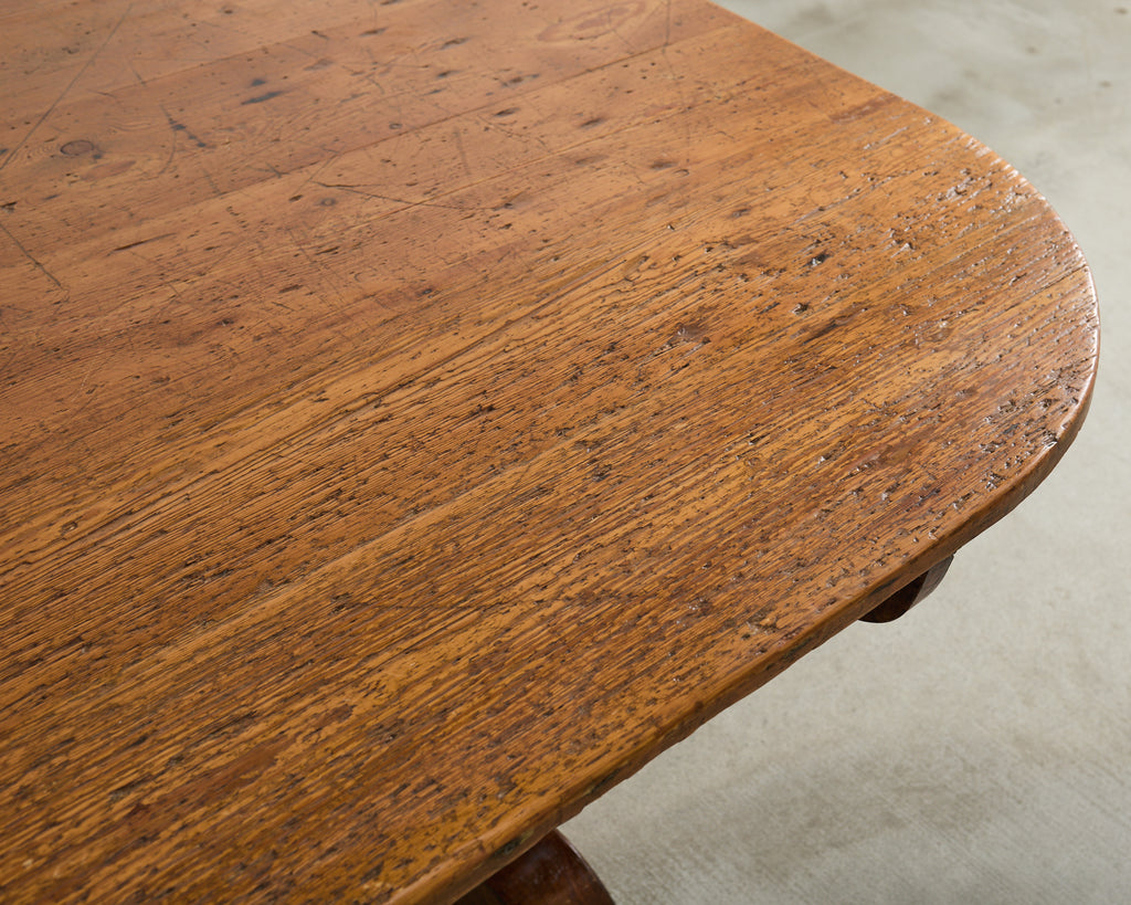 19th Century French Pine Tilt Top Vendange Dining Table