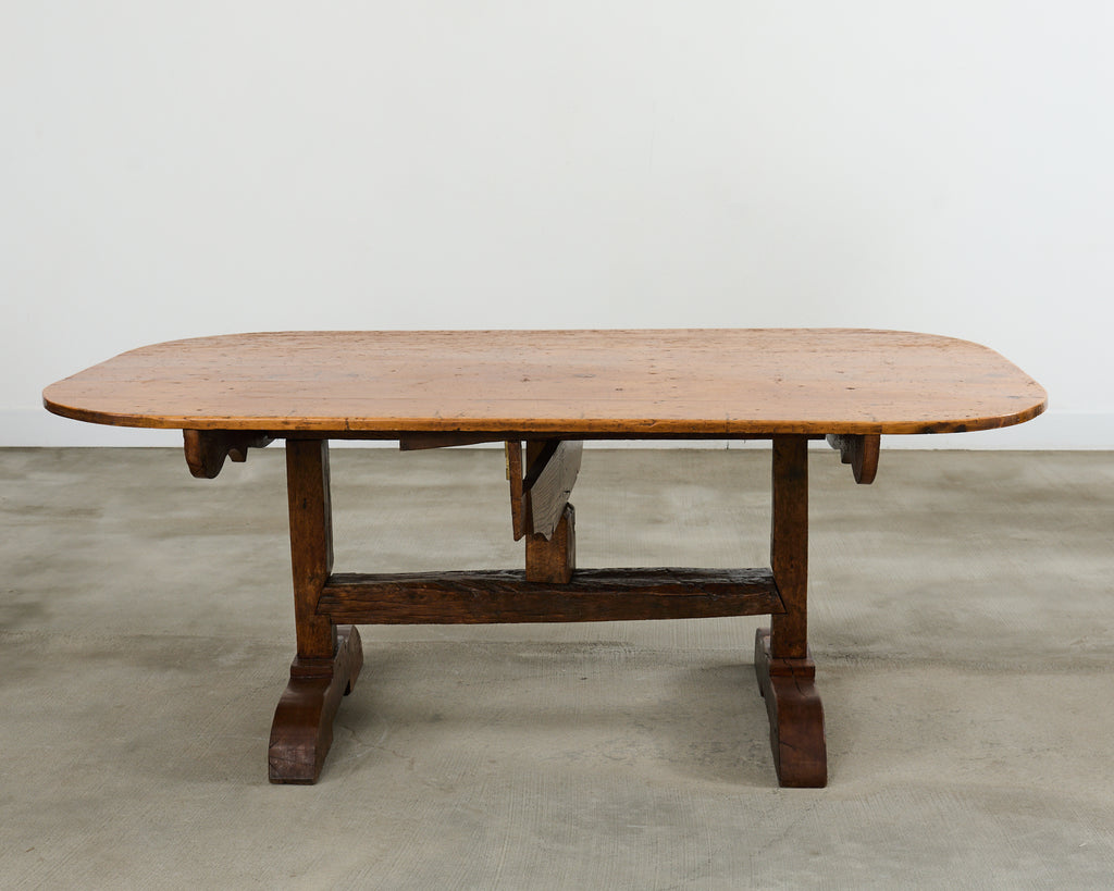 19th Century French Pine Tilt Top Vendange Dining Table