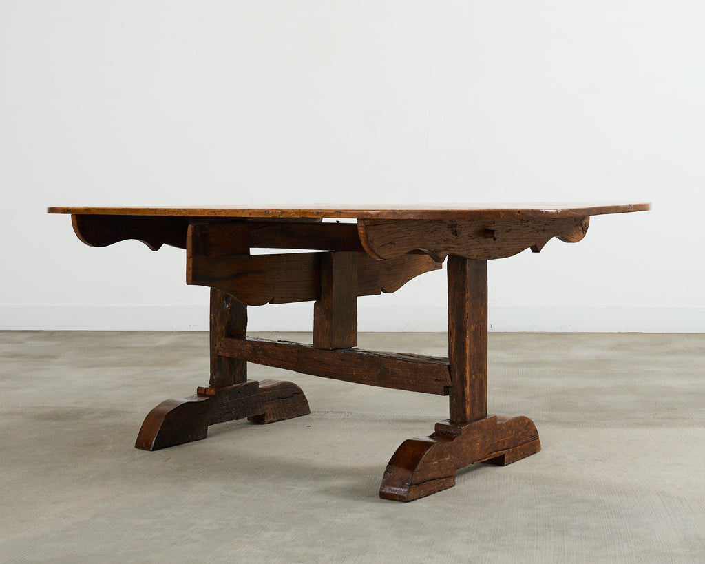 19th Century French Pine Tilt Top Vendange Dining Table