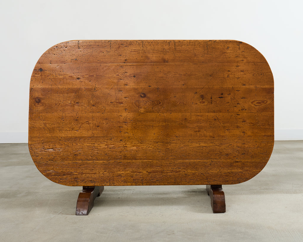 19th Century French Pine Tilt Top Vendange Dining Table