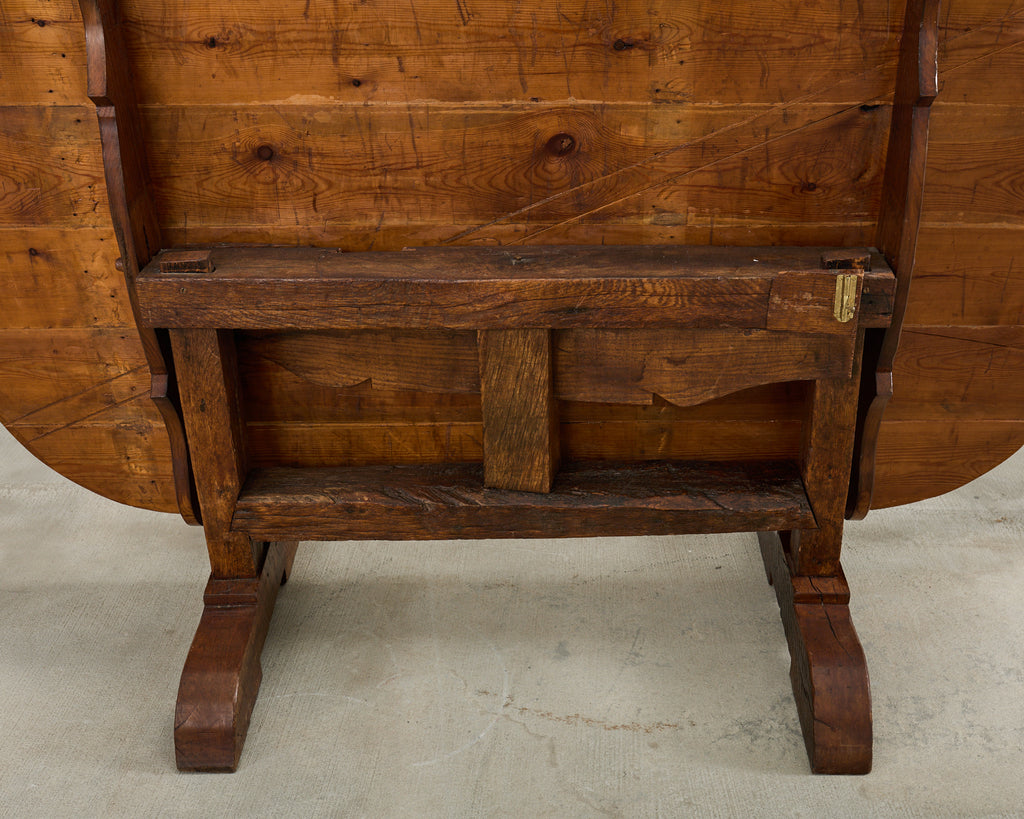 19th Century French Pine Tilt Top Vendange Dining Table