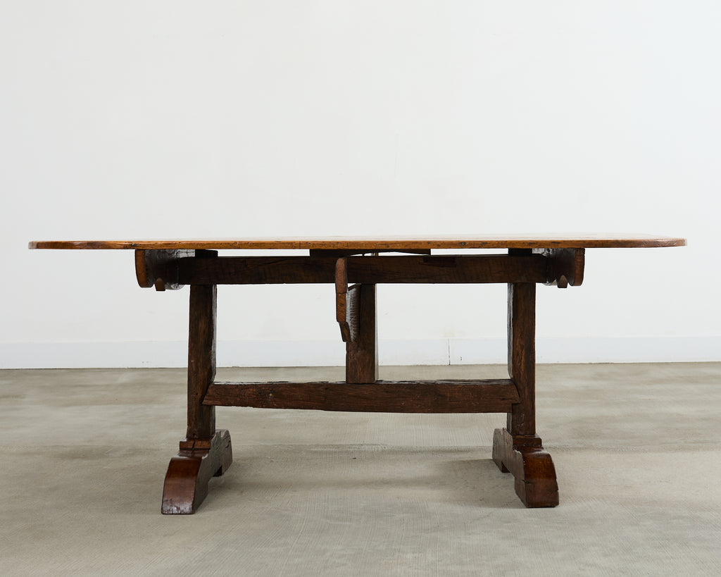 19th Century French Pine Tilt Top Vendange Dining Table