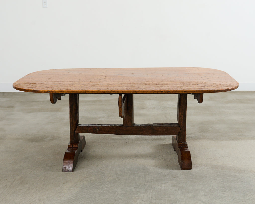 19th Century French Pine Tilt Top Vendange Dining Table