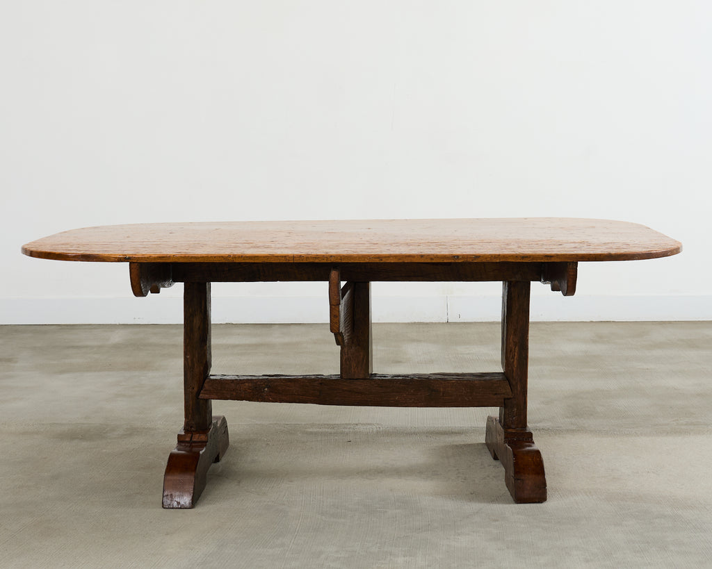 19th Century French Pine Tilt Top Vendange Dining Table