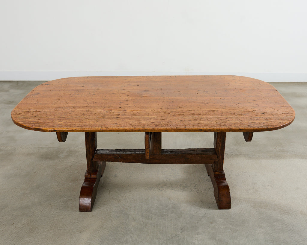 19th Century French Pine Tilt Top Vendange Dining Table