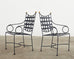 Set of Four Mario Papperzini Style Iron Bronze Garden Dining Chairs
