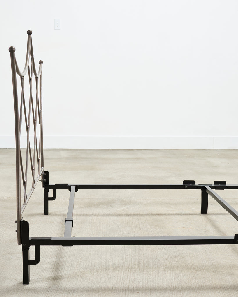 Pair of French Neoclassical Iron Lattice Twin Bed Frames