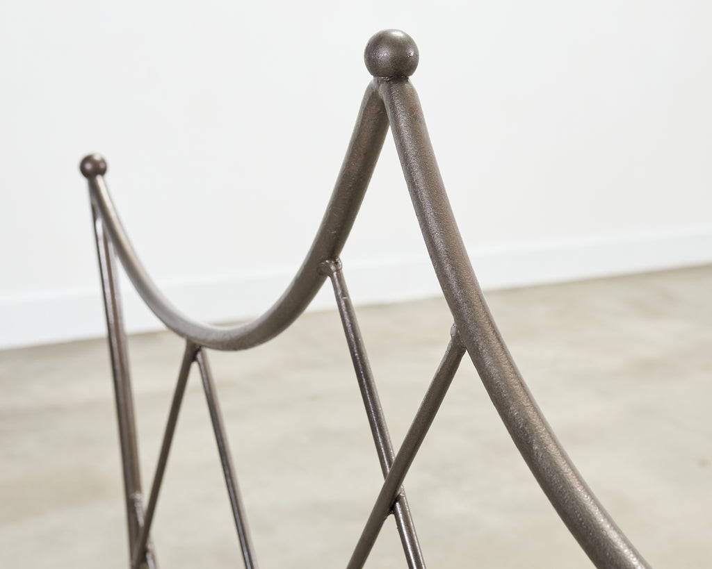 Pair of French Neoclassical Iron Lattice Twin Bed Frames