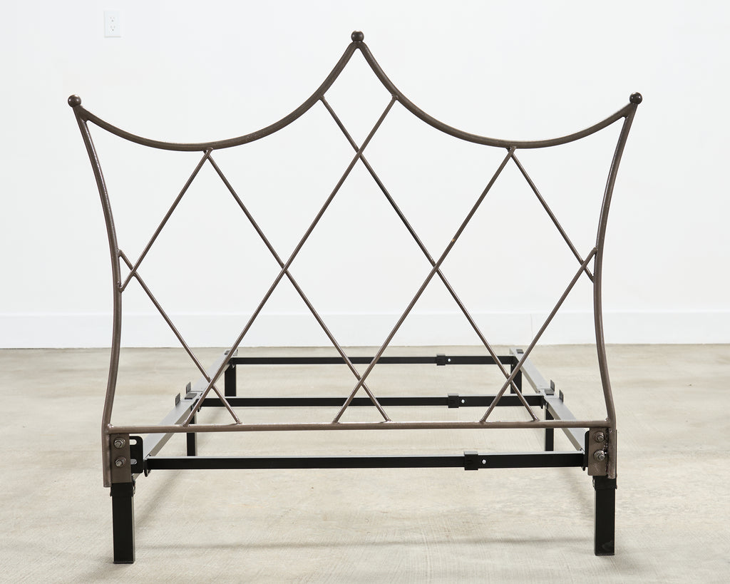 Pair of French Neoclassical Iron Lattice Twin Bed Frames