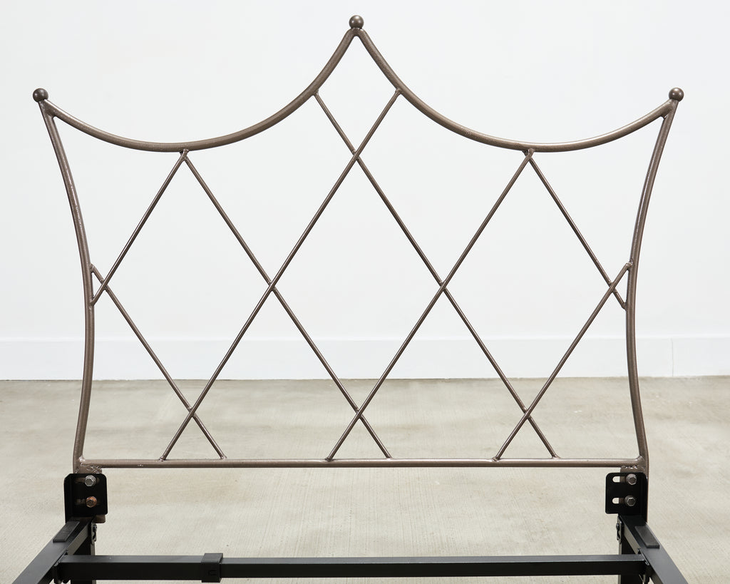 Pair of French Neoclassical Iron Lattice Twin Bed Frames