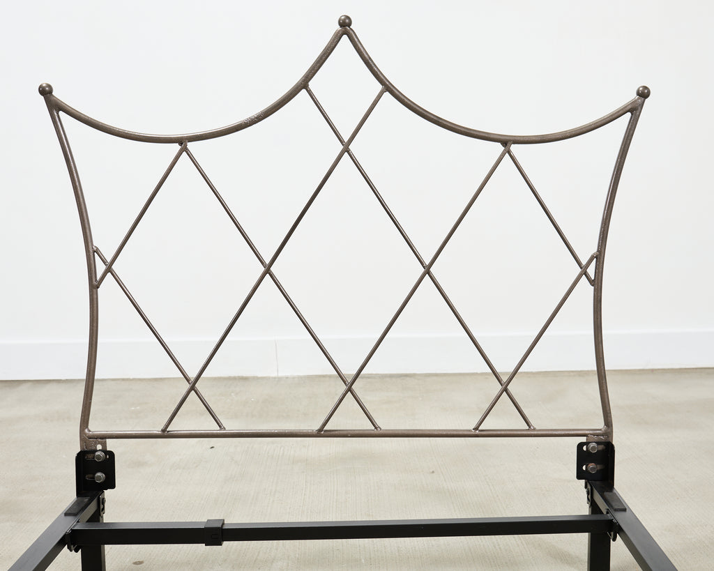 Pair of French Neoclassical Iron Lattice Twin Bed Frames