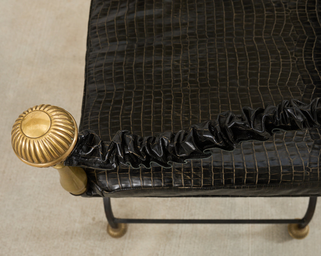 Italian Baroque Savonarola Chair with Bronze Mace Finials