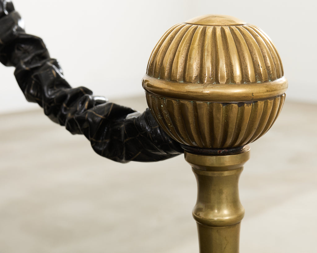 Italian Baroque Savonarola Chair with Bronze Mace Finials
