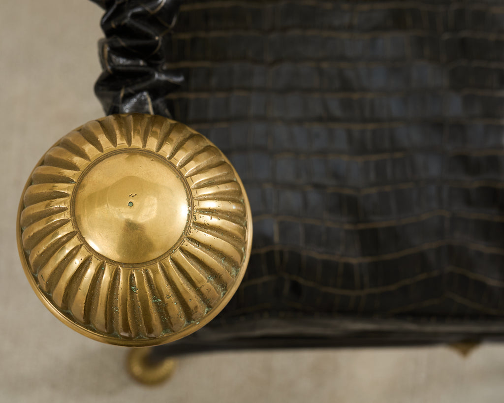 Italian Baroque Savonarola Chair with Bronze Mace Finials