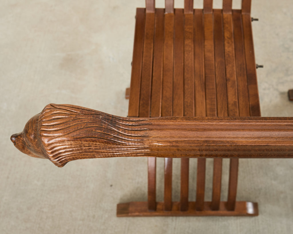 Set of Four Italian Baroque Lion Head Savonarola Chairs