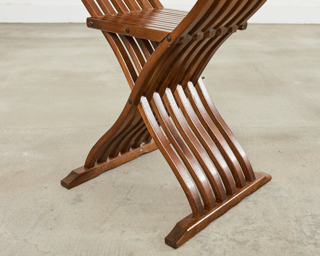 Set of Four Italian Baroque Lion Head Savonarola Chairs