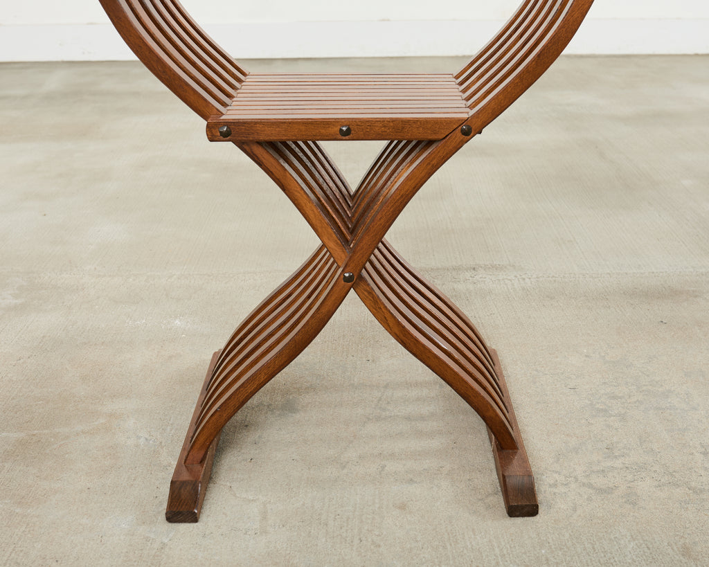 Set of Four Italian Baroque Lion Head Savonarola Chairs