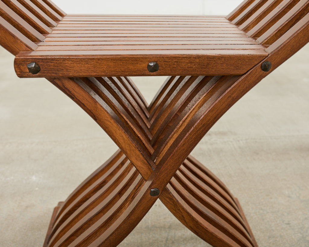 Set of Four Italian Baroque Lion Head Savonarola Chairs