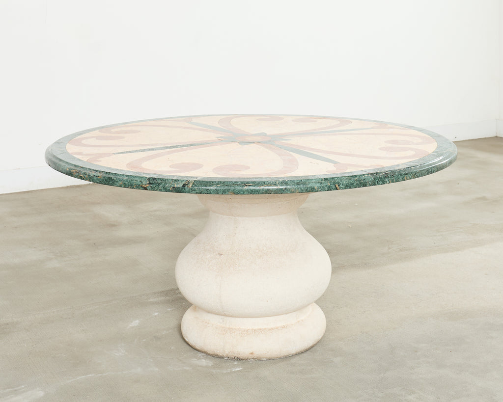 Neoclassical Style Marble and Stone Center Garden Table