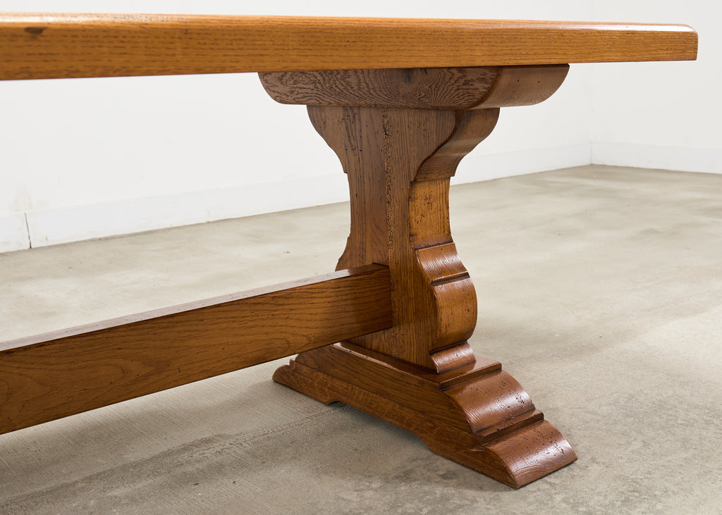 Country French Provincial Oak Farmhouse Trestle Dining Table 8 Ft