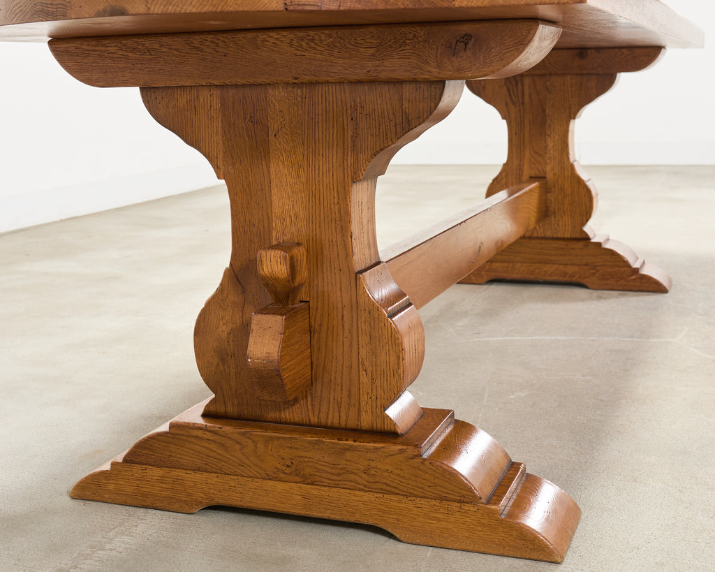 Country French Provincial Oak Farmhouse Trestle Dining Table 8 Ft