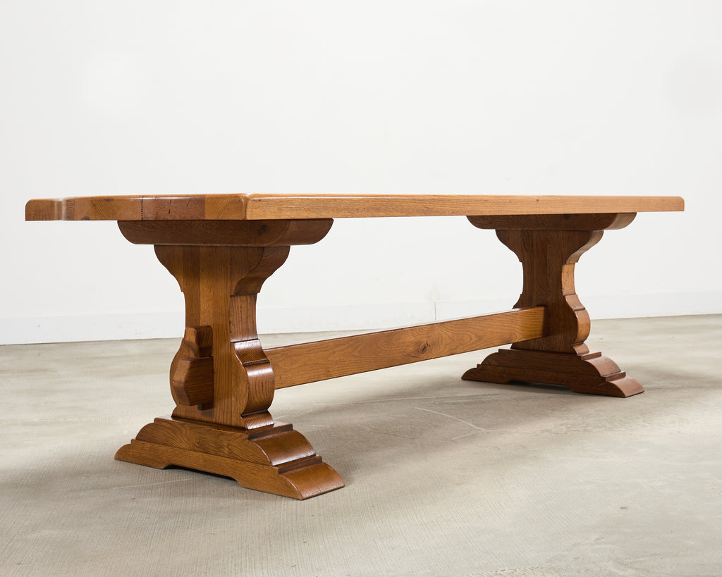 Country French Provincial Oak Farmhouse Trestle Dining Table 8 Ft